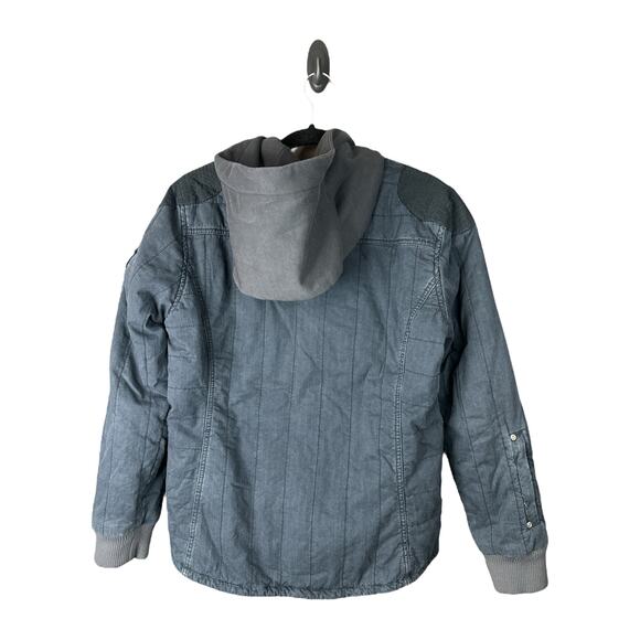 Horny Toad Blue Zip Up Pockets Hooded Lined Army Utility Jacket Size Large - Picture 2 of 7